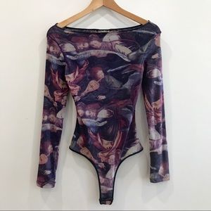 COSABELLA MESH LONG SLEEVE BODYSUIT SIZE L (STRETCHY)